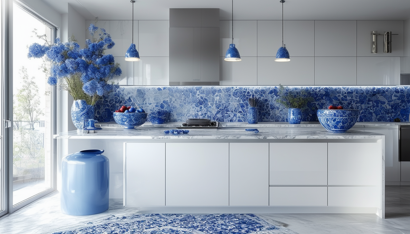 Cuisine Bleue Et Blanche