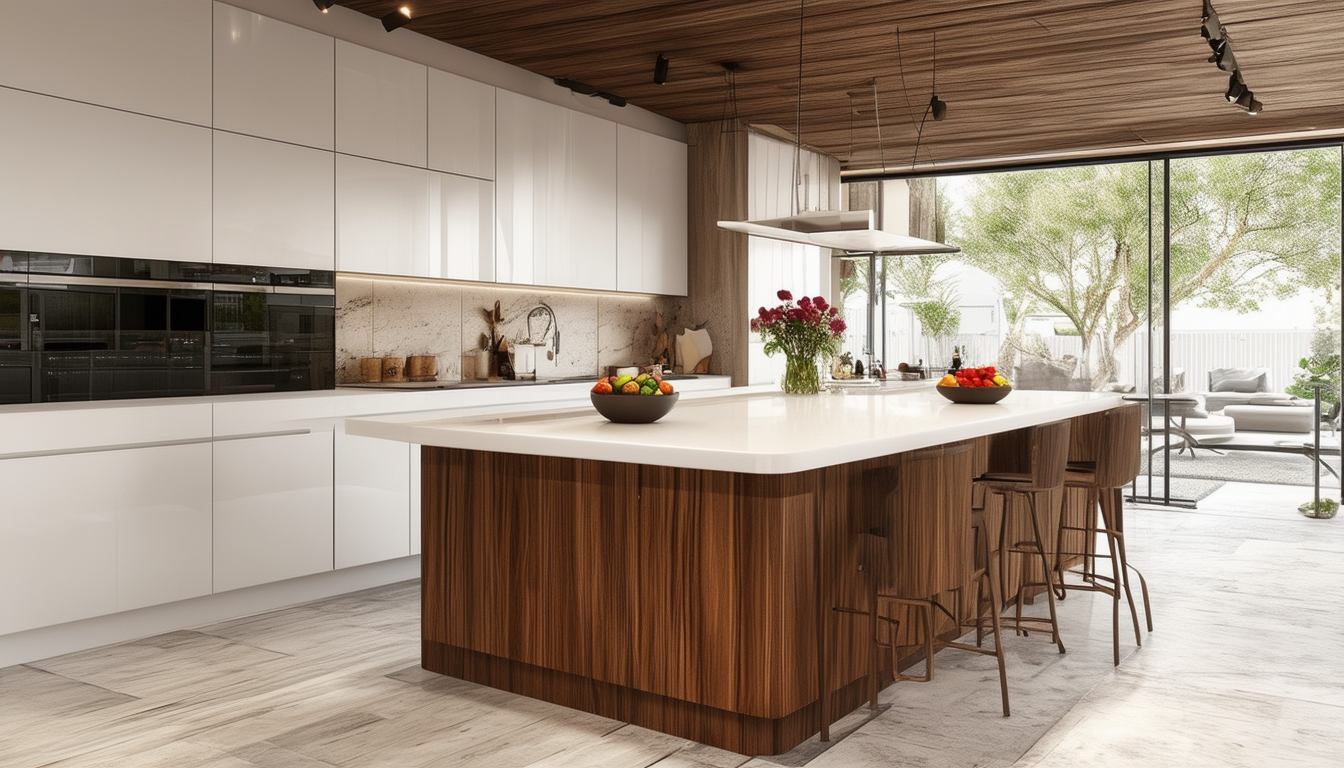 découvrez l'harmonie parfaite entre le blanc pur et le bois chaleureux dans votre cuisine. l'îlot devient le cœur de votre espace, alliant esthétique et fonctionnalité pour un environnement convivial et moderne.