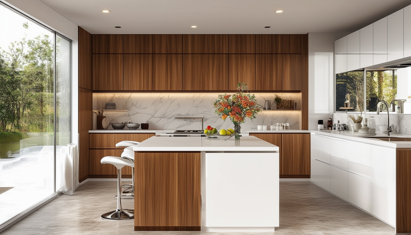 découvrez l'harmonie parfaite entre le blanc pur et la chaleur du bois dans votre cuisine. l'îlot central devient l'élément clé de votre espace, alliant esthétique moderne et fonctionnalité. transformez votre intérieur en un lieu convivial et élégant grâce à ces matériaux qui apportent luminosité et confort.