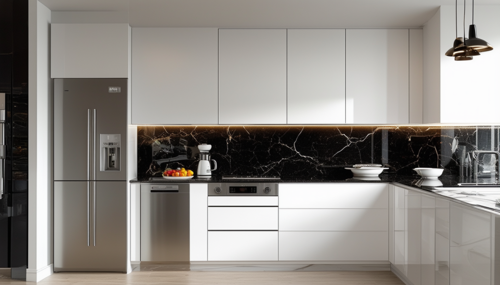 Cuisine Blanche Plan De Travail Noir Et Bois Cuisiner en Harmonie : Le Chic de la Cuisine Blanche avec un Plan de