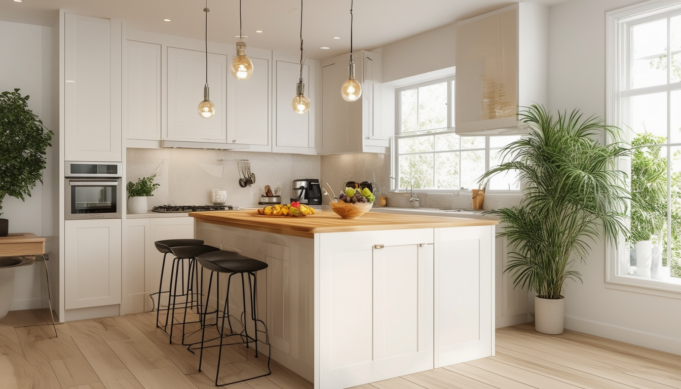 découvrez des idées inspirantes pour aménager une petite cuisine alliant élégance et fonctionnalité avec des teintes blanches et des éléments en bois. transformez votre espace culinaire en un havre de paix moderne et chaleureux grâce à nos conseils et astuces déco.