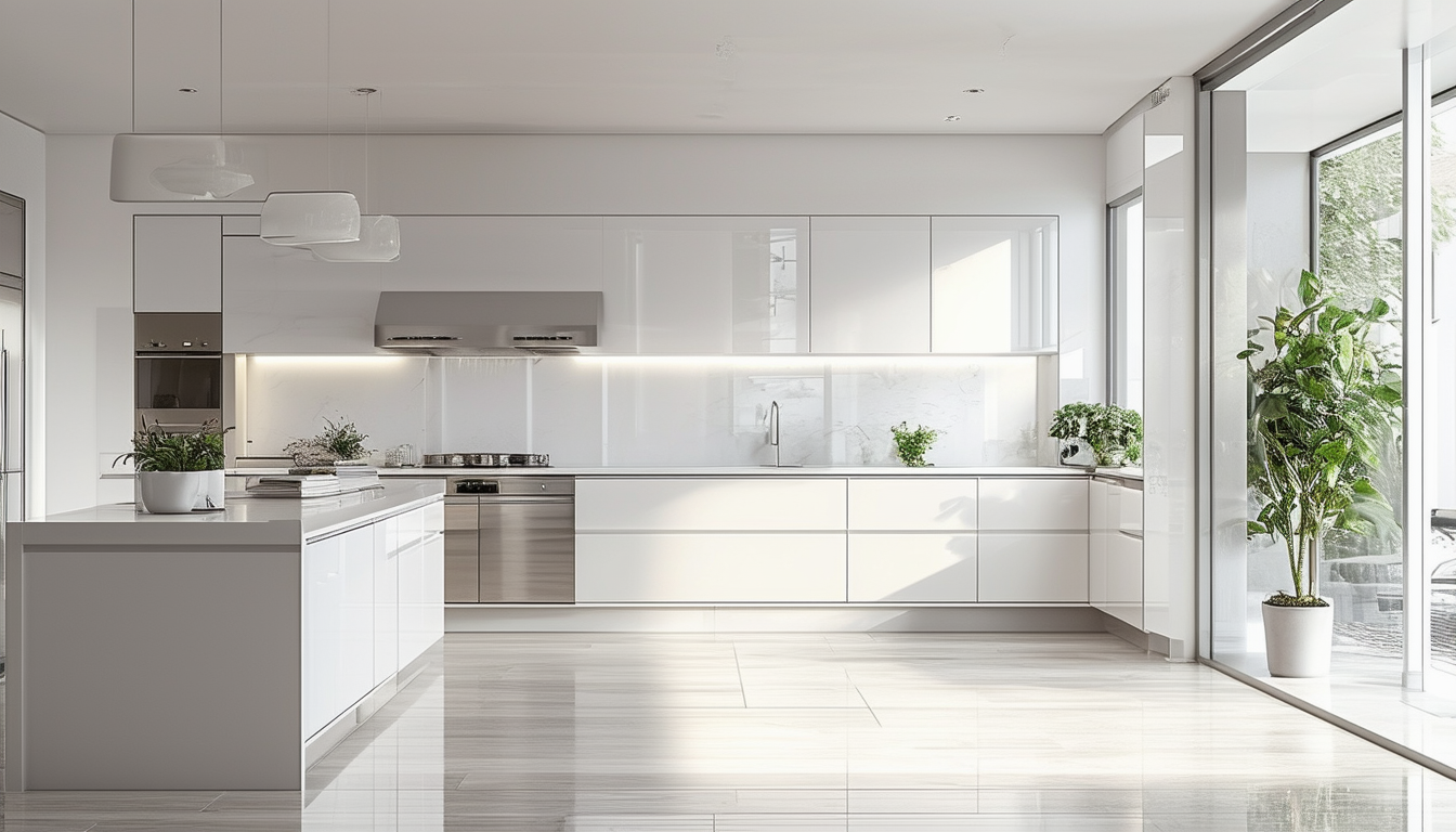 découvrez notre cuisine blanche moderne, un espace lumineux et épuré qui allie fonctionnalité et élégance. idéale pour les amateurs de design contemporain, cette cuisine met en valeur des matériaux de qualité et un agencement intelligent pour créer un lieu de vie convivial et esthétique.